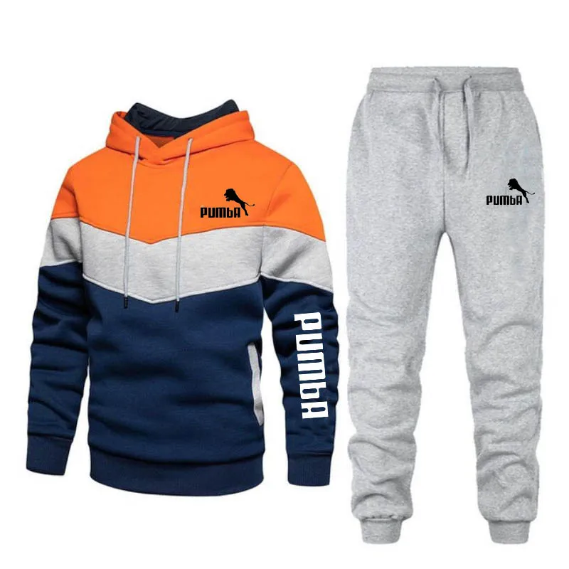 2021New Men's Autumn Winter Sets Zipper Hoodie+Pants Pieces Casual Tracksuit Male Sportswear Brand Clothing Sweat Suit