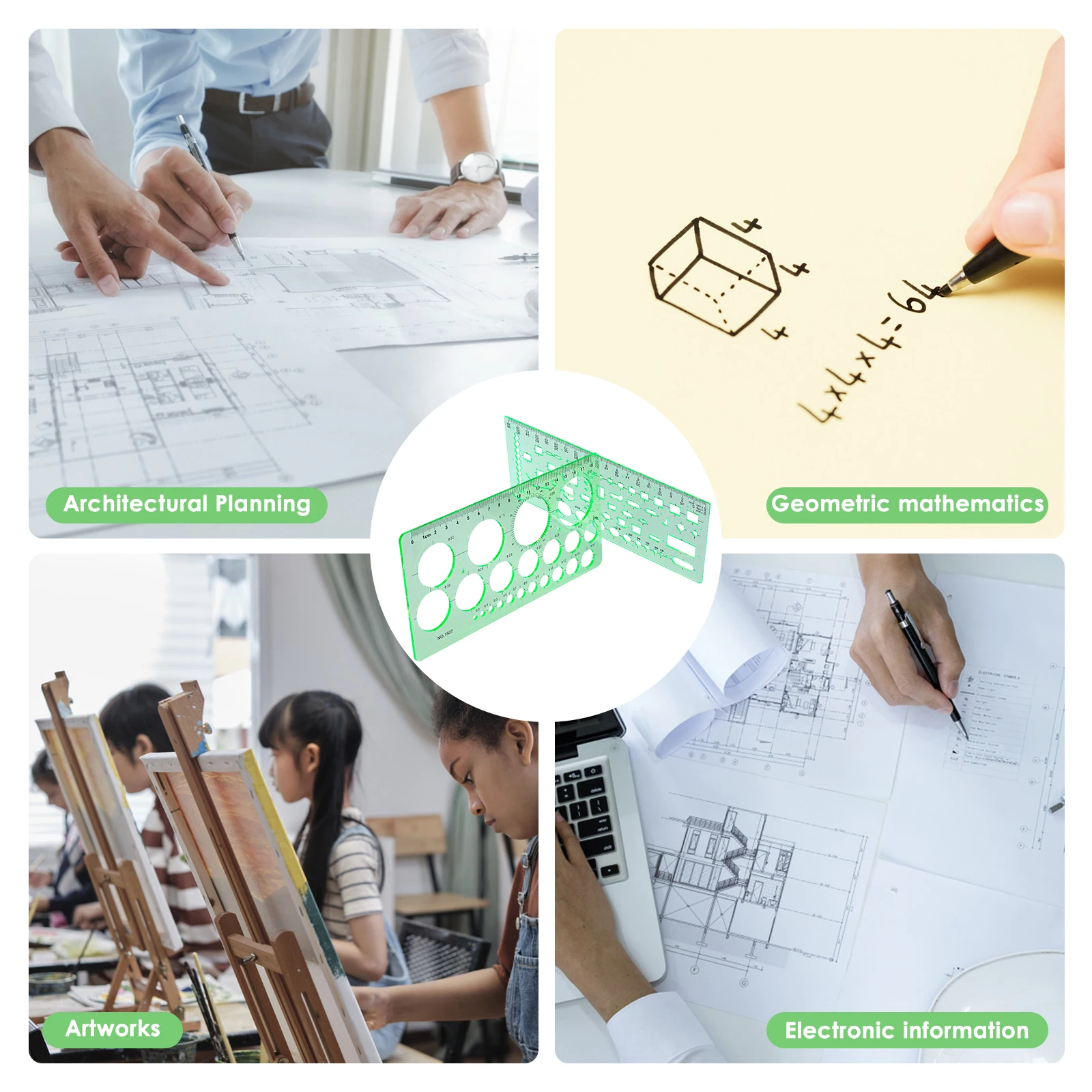 Набор Из 11 Шаблонов Для Измерения Геометрических Узоров Рисования