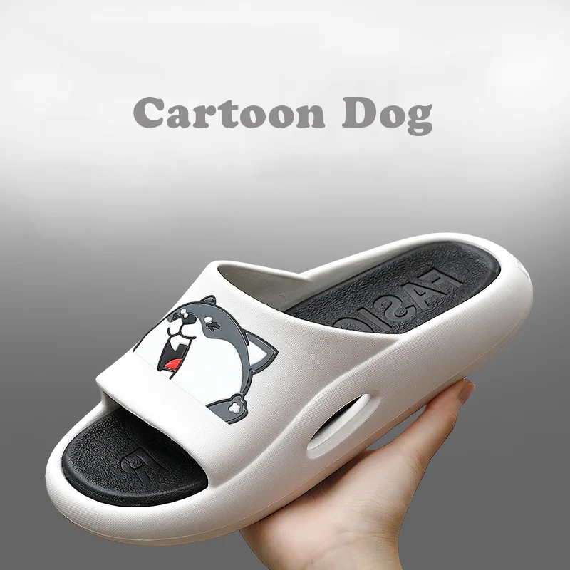 

Cartoon Dog Men Slipper Summer 2022 Indoor EVA Fashion Household Bathroom Beach Thick Bottom Non-slip Sole Sandals