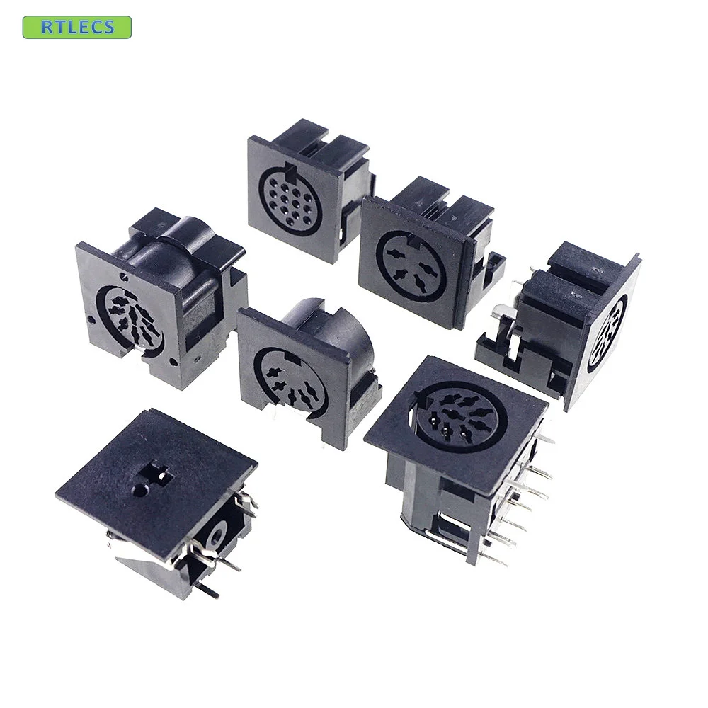

500pcs Din Connector 2 3 4 5 6 7 8 13 Position Circular Connector Receptacle Female Sockets Solder Tin Right Angle Through Hole