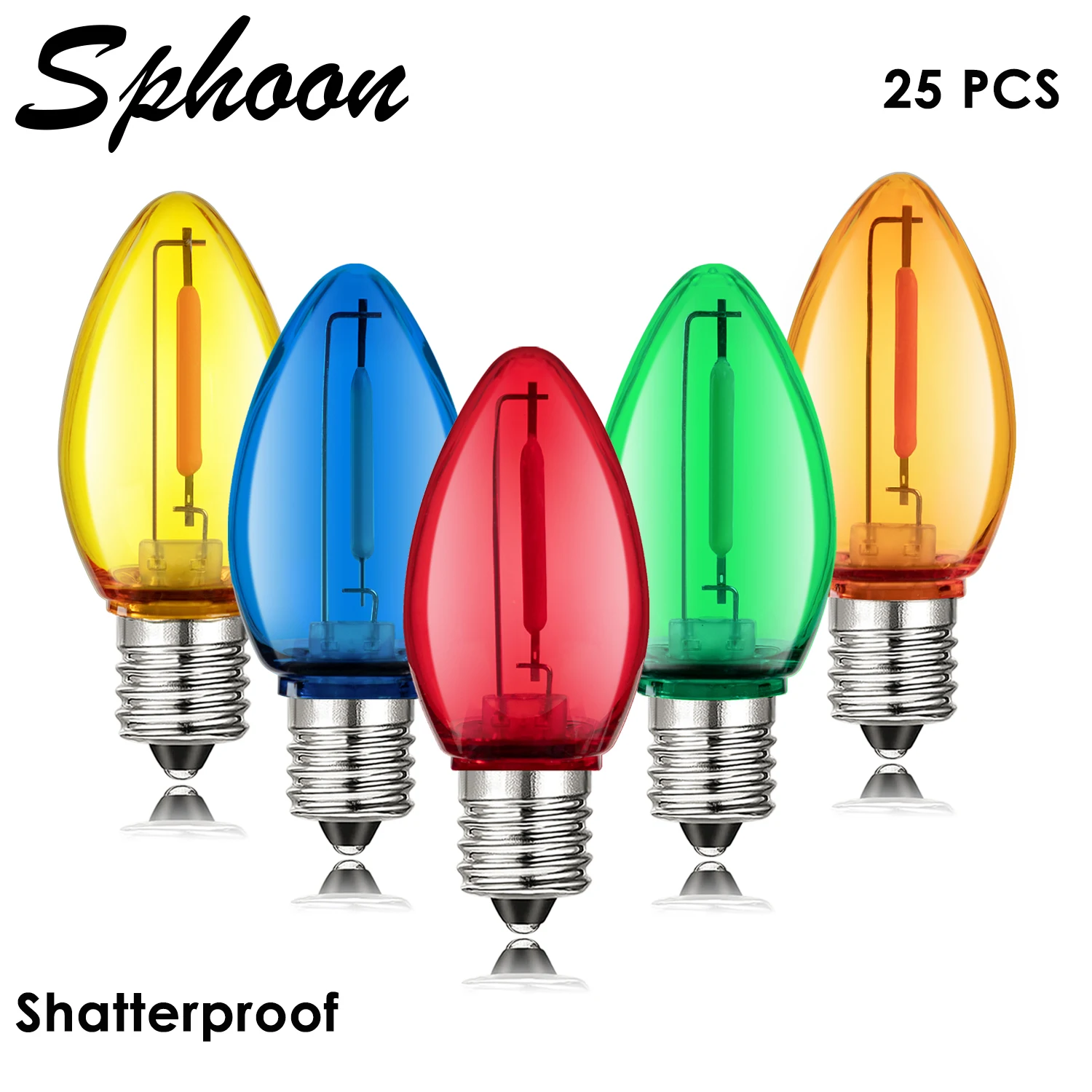 25 шт. C7 рождественские лампочки многоцветные ПК пластиковые небьющиеся 1 Вт