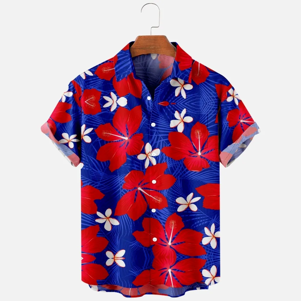 

Men's Fashion T Shirts Hawaiian Tropical Camicias 3d Print Cozy Casual One Button Shirts Short Sleeve Beach Oversized Clothes 30