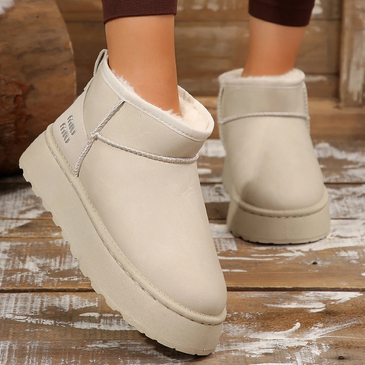 Ботильоны женские замшевые Повседневная Теплая обувь на плоской подошве модные