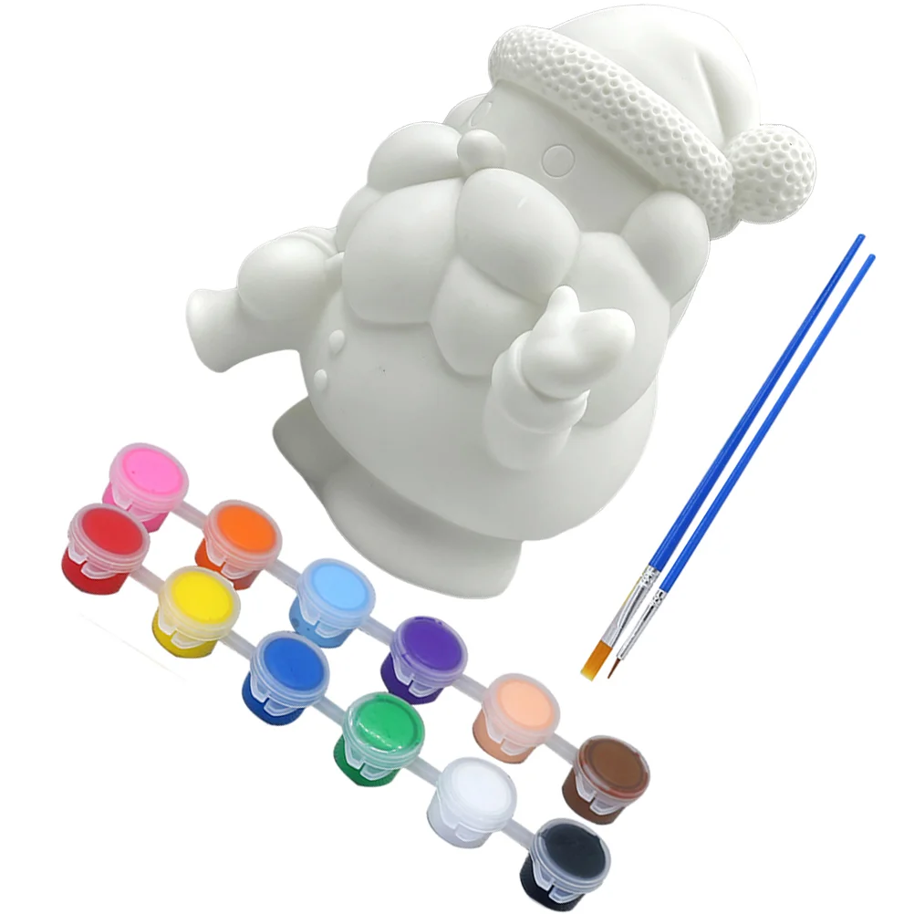 

Xmas Santa Clause Ornament Unfinished Christmas Decoration Vinyl Statue Lovely DIY Paint