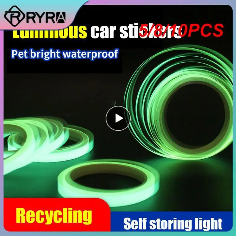 

5/8/10PCS Green Warning Ground Light Universal Car Luminous Tape Durable Car Reflective Sticker Portable