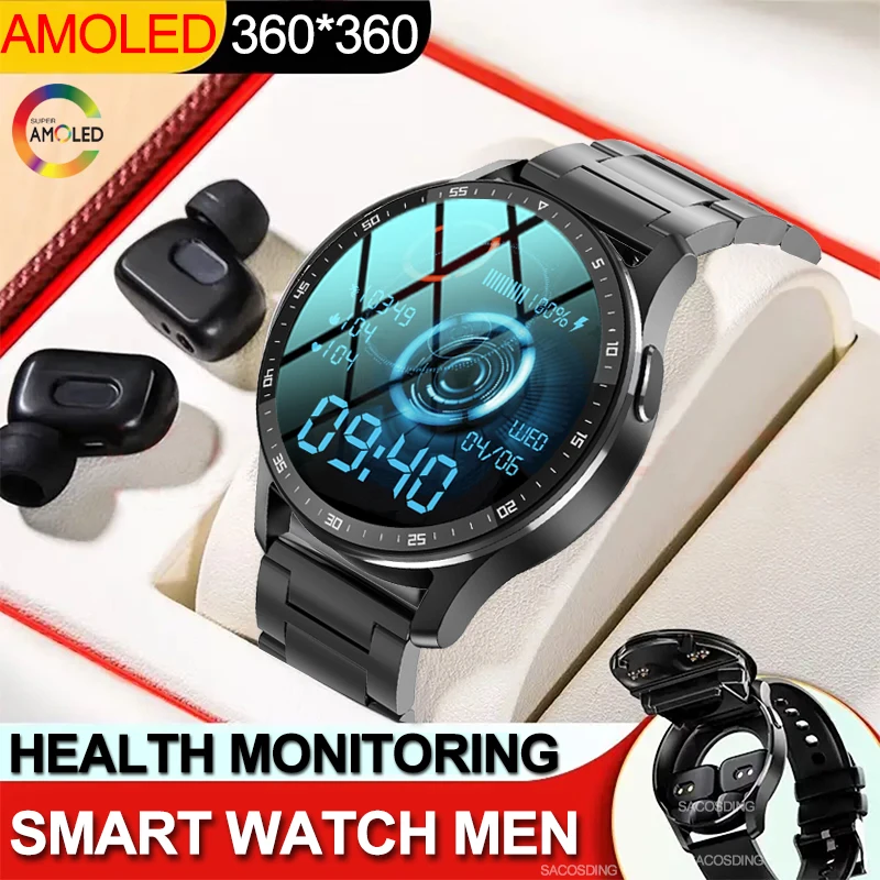 

2023 New Smart Watch Men Blood Pressure Heart Rate Blood Oxygen Health Monitoring Waterproof Self-contained Earphones For Huawei