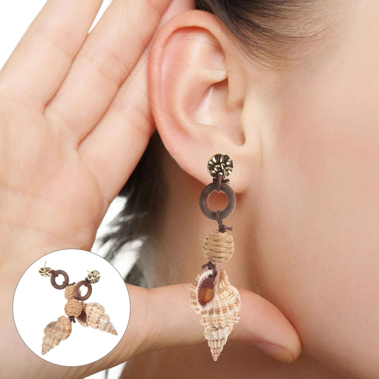 

Vintage Earrings Women Statement Shell Fashion Beach Stud Alloy Decorative Miss