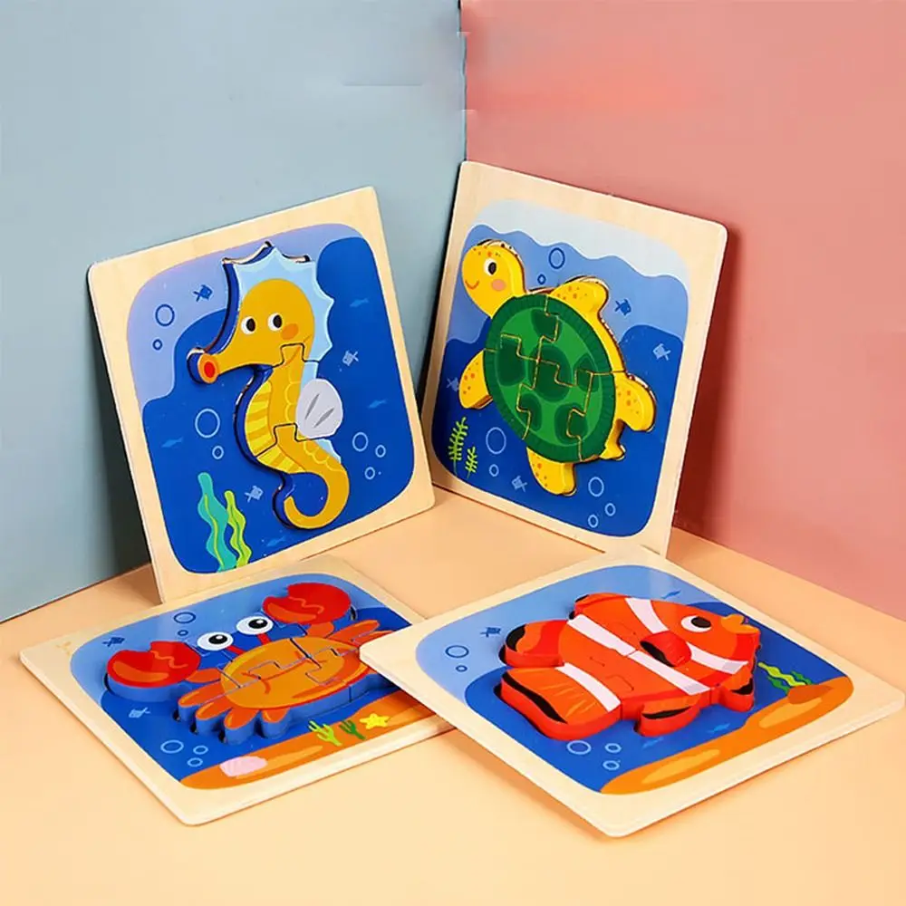 

Elephant Lion Train Dog Duck Frog Early Education Toy Kids Wooden Puzzle Toy Intelligence Game Puzzle 3D Animal Jigsaw