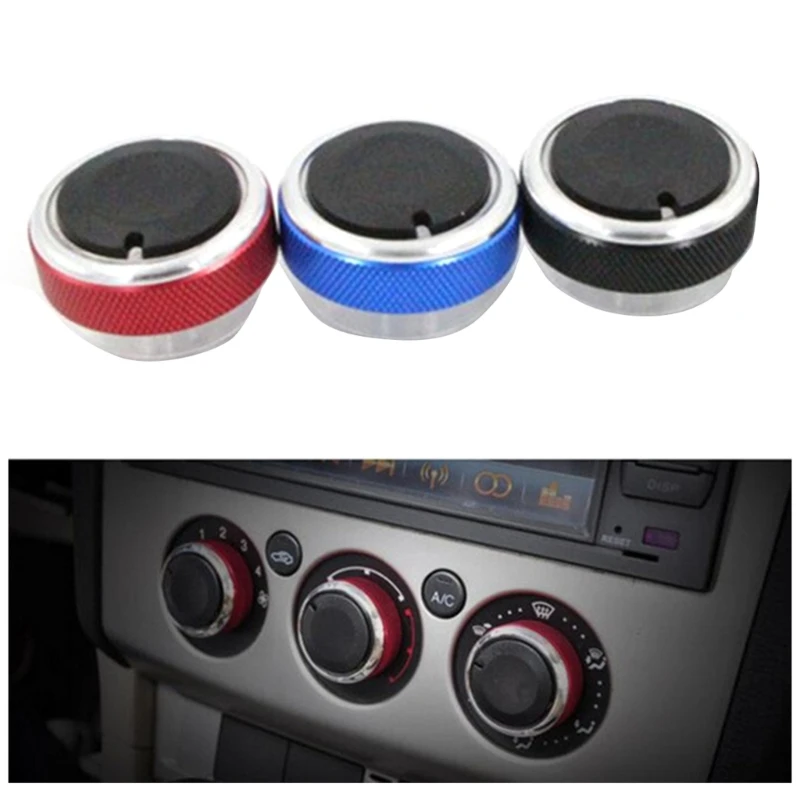 

Set of 3 Suitable for Ford-Focus Car Knob Button Aluminum Alloy Air Conditioning Knobs Climate Control