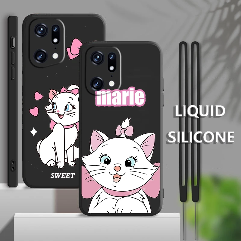 

Cat Anime Marie For OPPO Find X5 X3 X2 neo Pro Lite A5 A9 2020 A53 A53S A96 A94 A4G 5G Liquid Rope Phone Case Coque Capa Fundas
