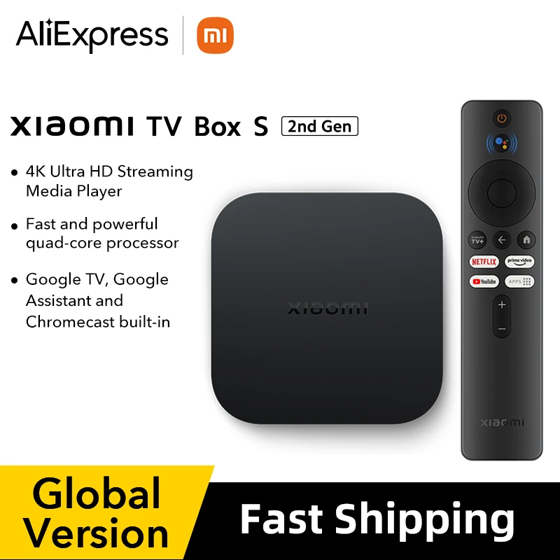 Умная ТВ-приставка Xiaomi Mi TV Box S 2-го поколения 4K Ultra HD BT5.2 2 ГБ 8 ГБ Google TV Google Assistant