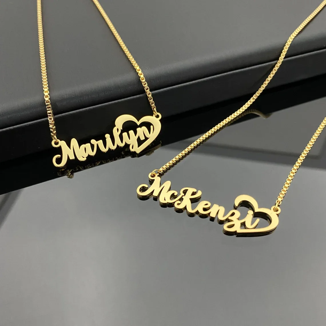 Ожерелье с именем сердца на заказ женское украшение в виде цепочка из