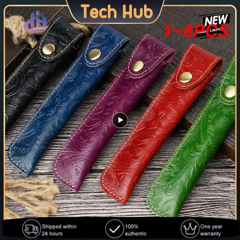 

1~8PCS Retro Fountain Pen Case Genuine Leather Handmade Pencil Bag Pen Cover Stationery Creative Protective Cover School