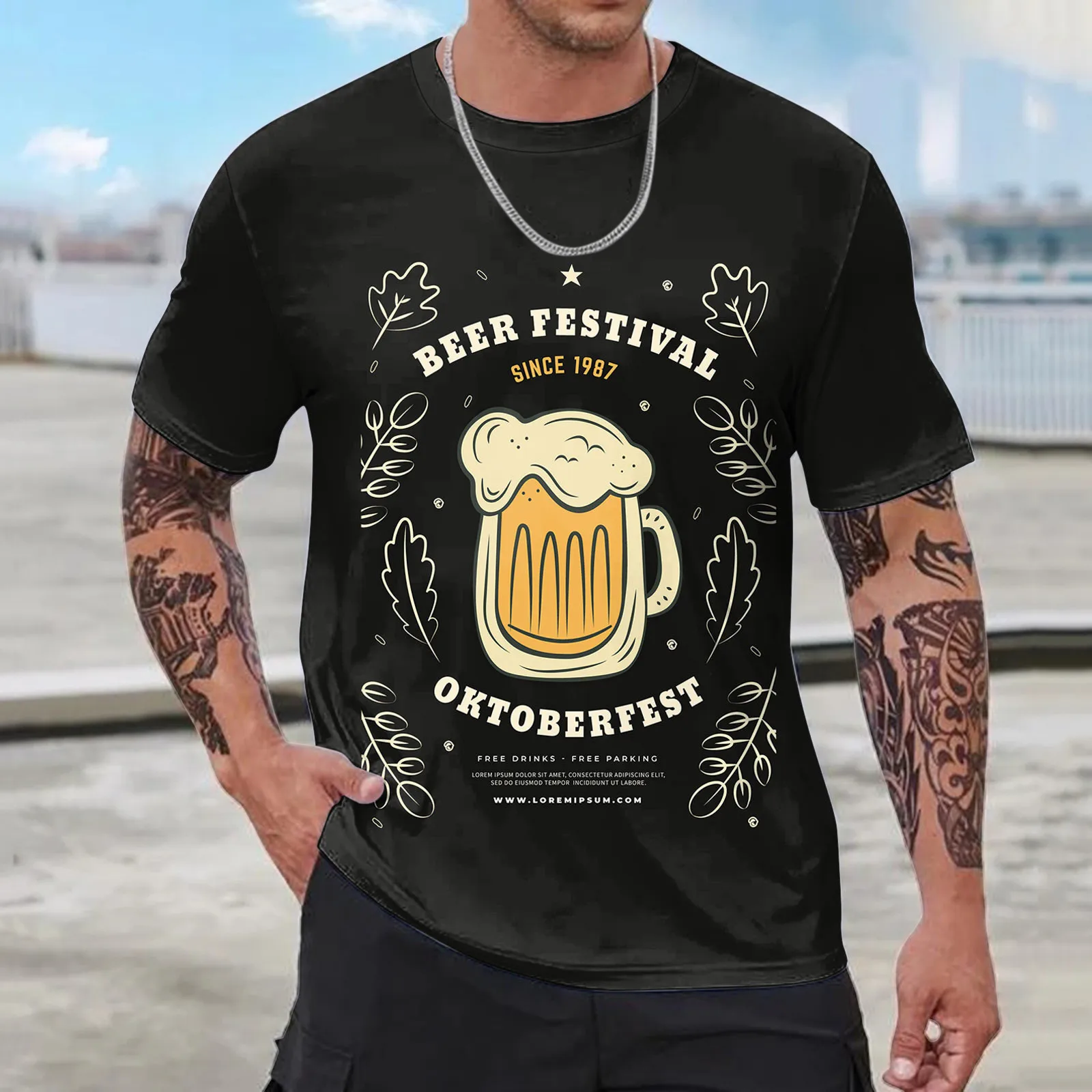 

Футболка мужская с коротким рукавом, модная Повседневная рубашка с круглым вырезом, топ с принтом, блузка, тренд с темным художественным принтом, весна-лето