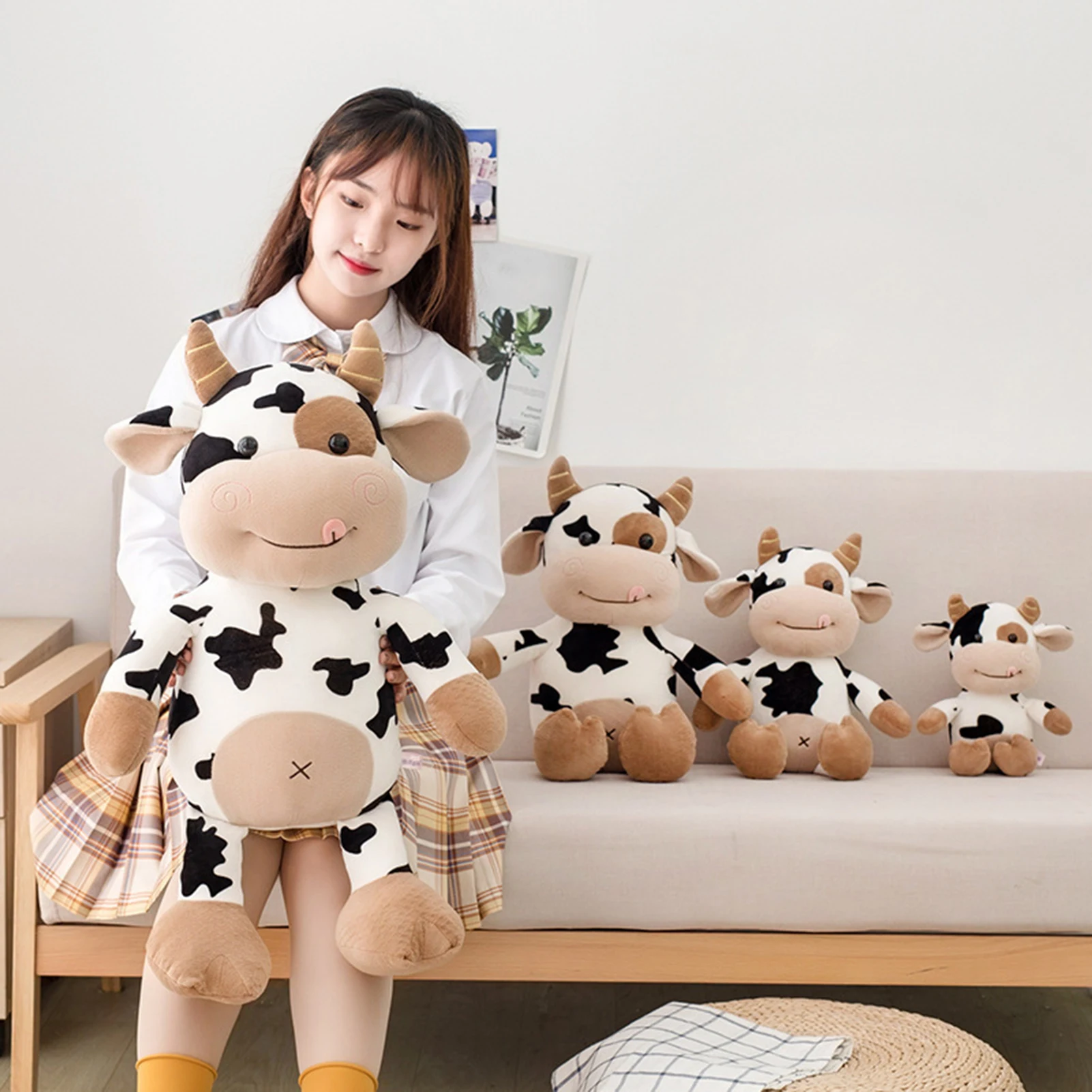 

Cow Plush Stuffed Toy Animal Plush Pillow Cattle Soft Doll Kids Gift Kids Sleeping Back Cushion Cute Stuffed Accompany Doll Gift