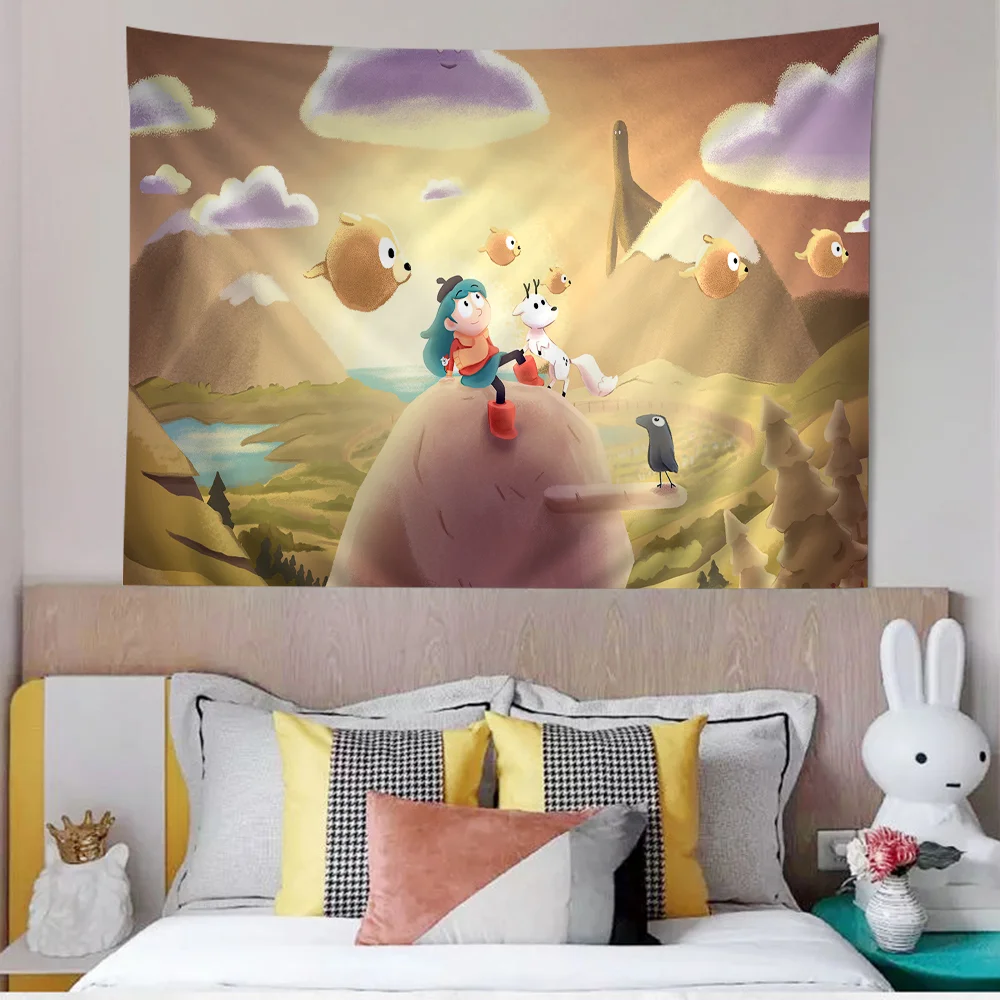 H-Hilda Мультфильм Девушка Богемный Гобелен С Мандалой Настенный Полиэстер Хлопок