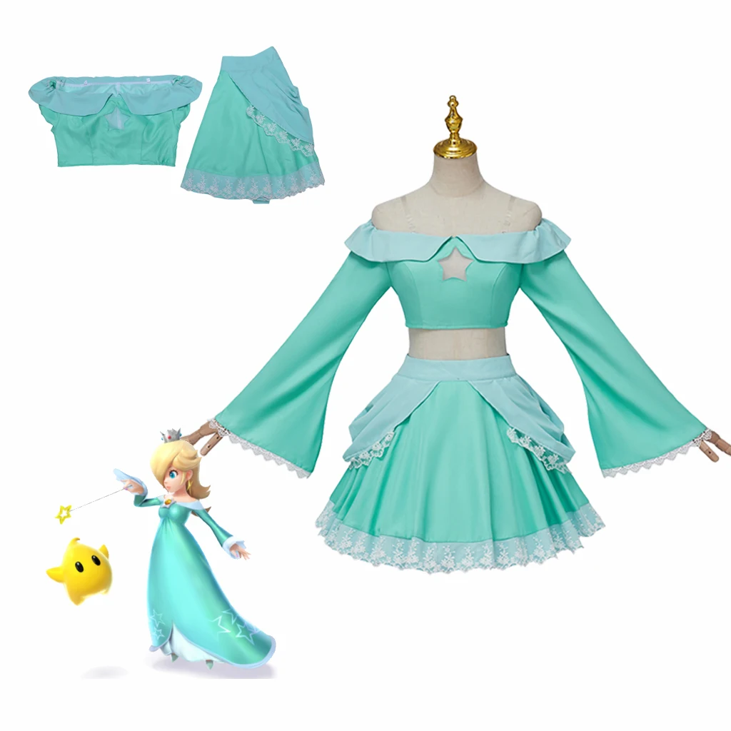

Game Princess Rosalina Cosplay Tops Skirts Halloween Party Dress Cute Lolita Dress Outfit Uniform