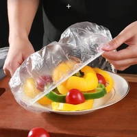 100pcs disposable food cover refrigerator fruit food stretch leftovers protection flim dustproof bowls cups caps bag