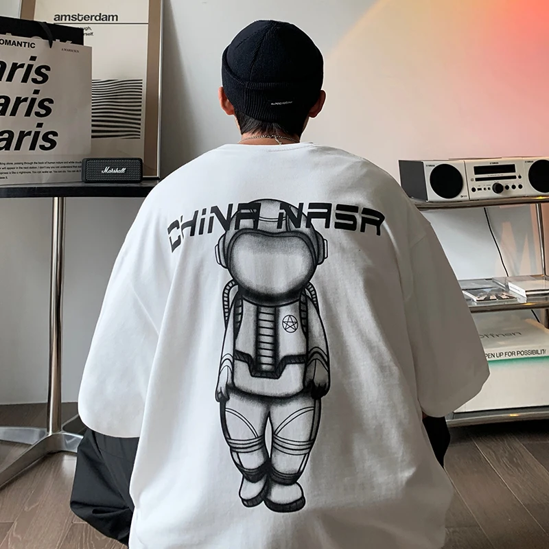 

EOENKKY Korean Fashion Fun T Shirt Summer 2022 Oversized Cartoon Graphic T Shirt Men Retro Harajuku Streetwear