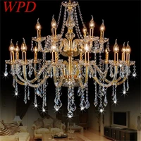 wpd modern chandelier led lighting pendant lamp crystal gold candle fixtures indoor for home hotel hall