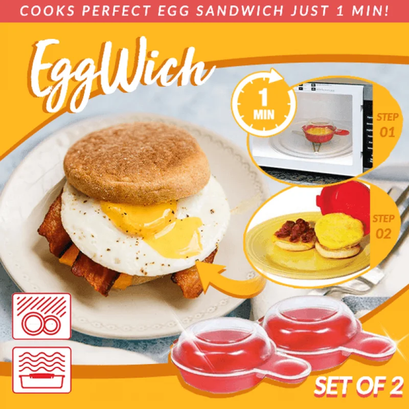 

2Pcs/Set EggWich Microwave Egg Cooker Microwave Cheese Eggs Cooker 1 Minute Fast Eggs Hamburg Omelet Maker Kitchen Cooking Tool