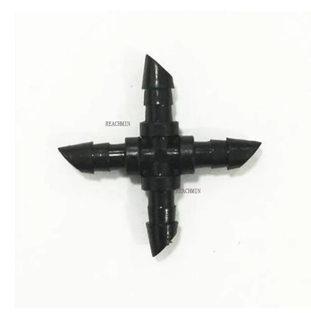 

Wholesale!! 100pcs/Lot 4/7mm four barbed connector 1/4" four barbed pipe connector for drip irrigation Spayer Nozzle
