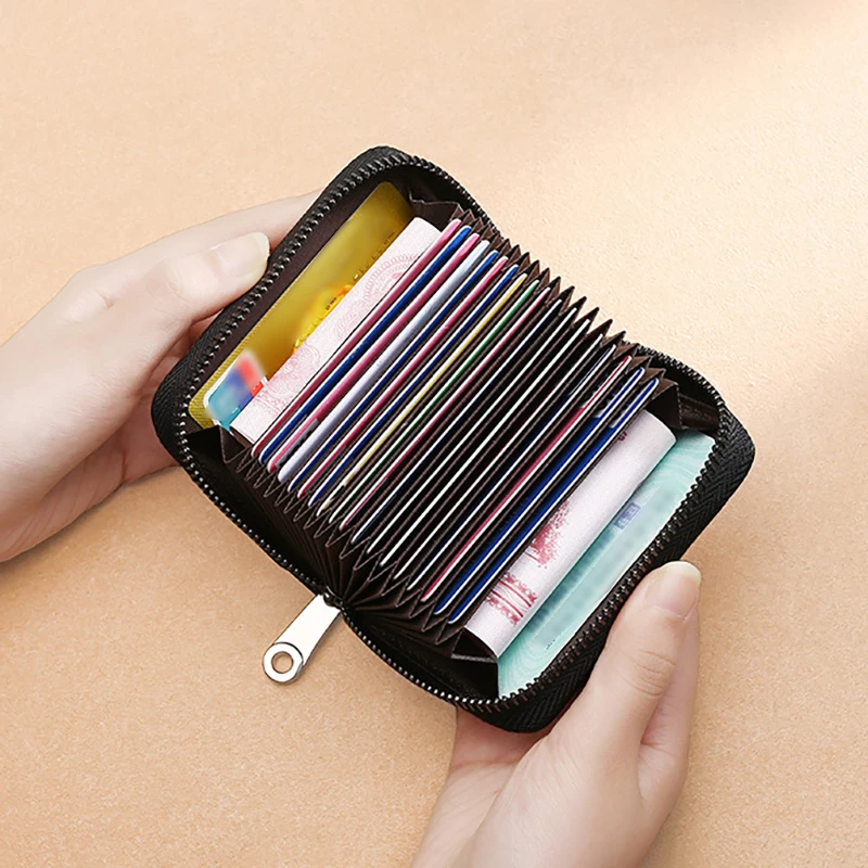 ID Cards Holders Bank Credit Luxury Card Cover Anti Demagnetization Coin Pouch Wallets Bag Business Zipper Card Holder Organizer