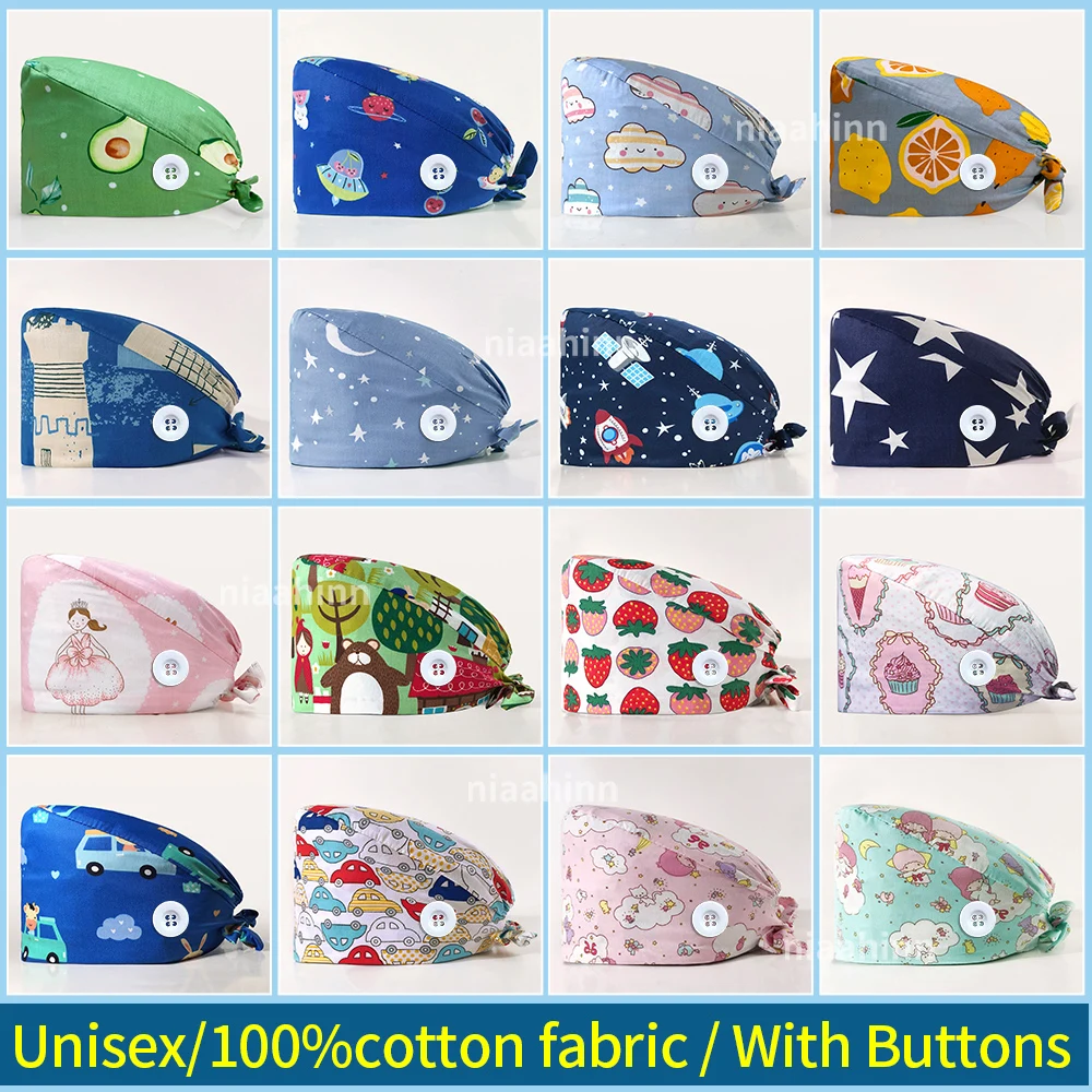 

Unisex Scrubs Cap Pharmacy Nurse Work Hat Hospital Doctor Medical Accessories Pet Veterinary Cap Lab Work Dustproof Cleaning Cap