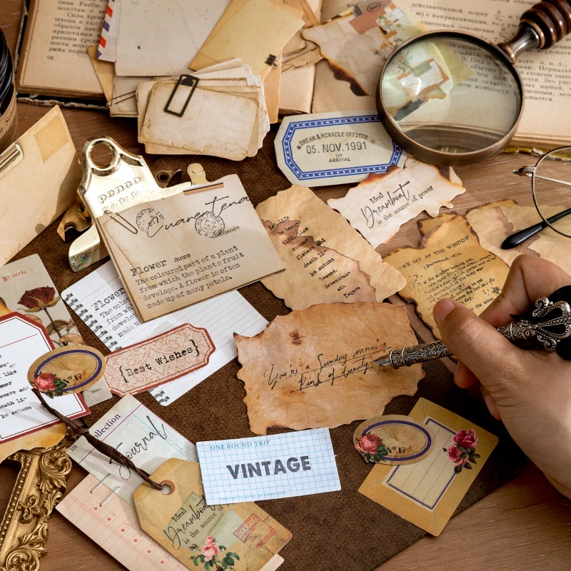 

45 шт. перезаписываемых стикеров, серия времени, материал, бумага, дневник нежелательной еды, винтажные декоративные Стикеры, бумага для твор...