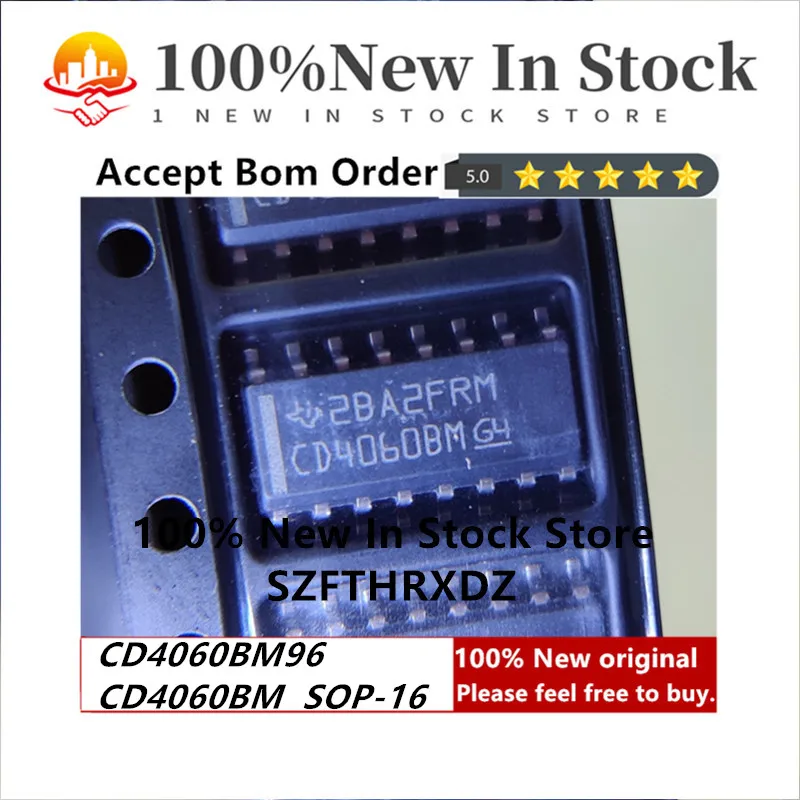 100% Новый оригинальный CD4060BM96 SOP16 CD4060BM SOP-16 IC двоичный счетчик 14-BIT 16soic