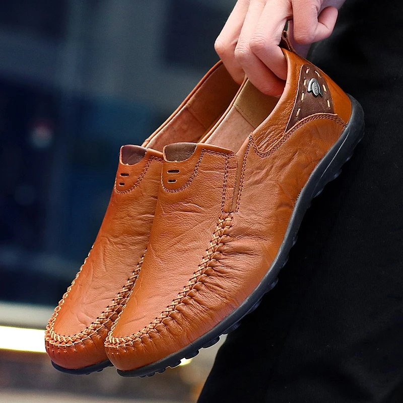 

Leather Shoes Men Fashion Leather Genuine High Quality Luxury Brand Comfortable Men Casual Driving Shoes Plus Size 37-47