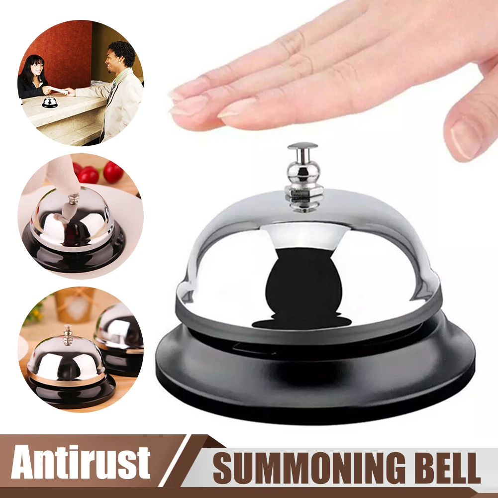 

Hot Service Bell Dinner Desk Bell Chromed Stainless Steel Anti-Rust 8.5cm Diameter Call Bell for Kitchen Restaurant Hotel Hospit