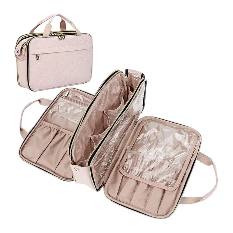 

Cosmetic Bags For Women Travel Waterproof Multi-layer Toiletry Organizers For Full Sized Toiletries Brushes Makeup Bag