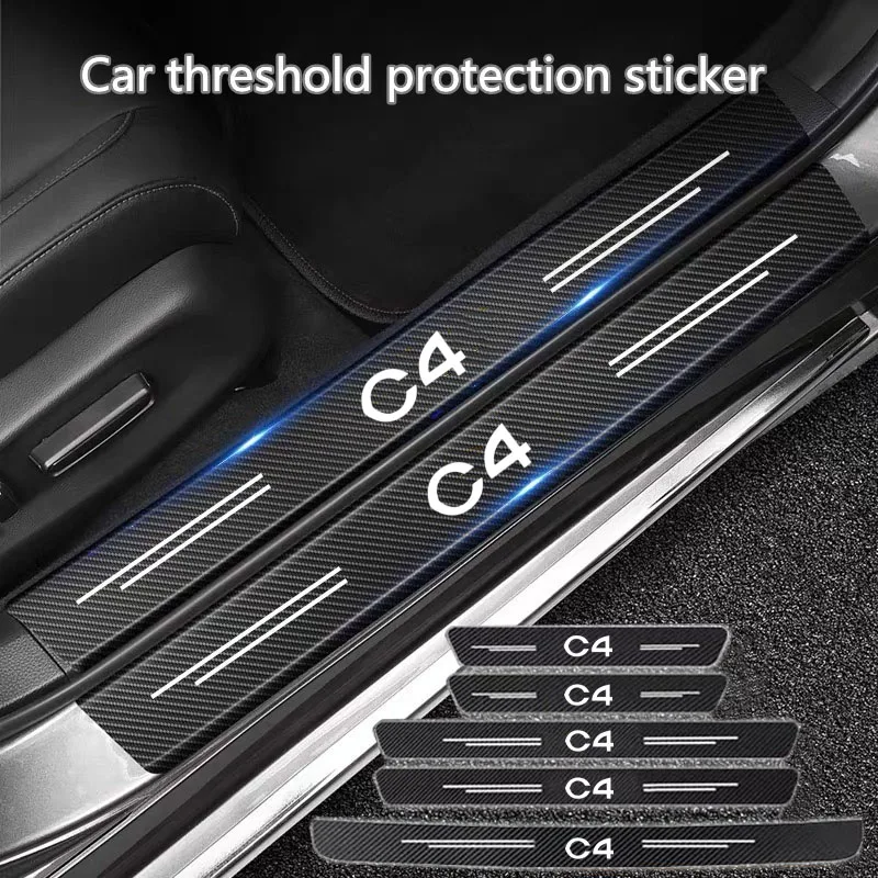 

Carbon Fiber Car Threshold Protective Film Anti Scratch Matte Black Nano Sticker For Citroen C4 2005-2022