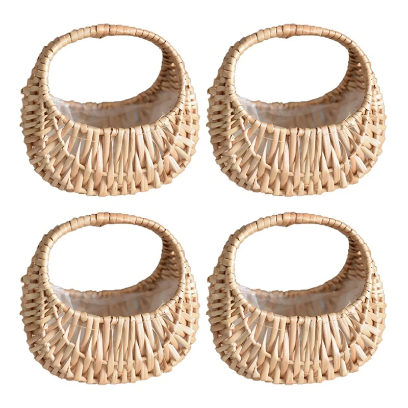 

4 Pcs Hand-Held Flower Arrangement Basket Hand-Woven Creative Flower Pot Storage Basket Flower Girl Basket Home Decor