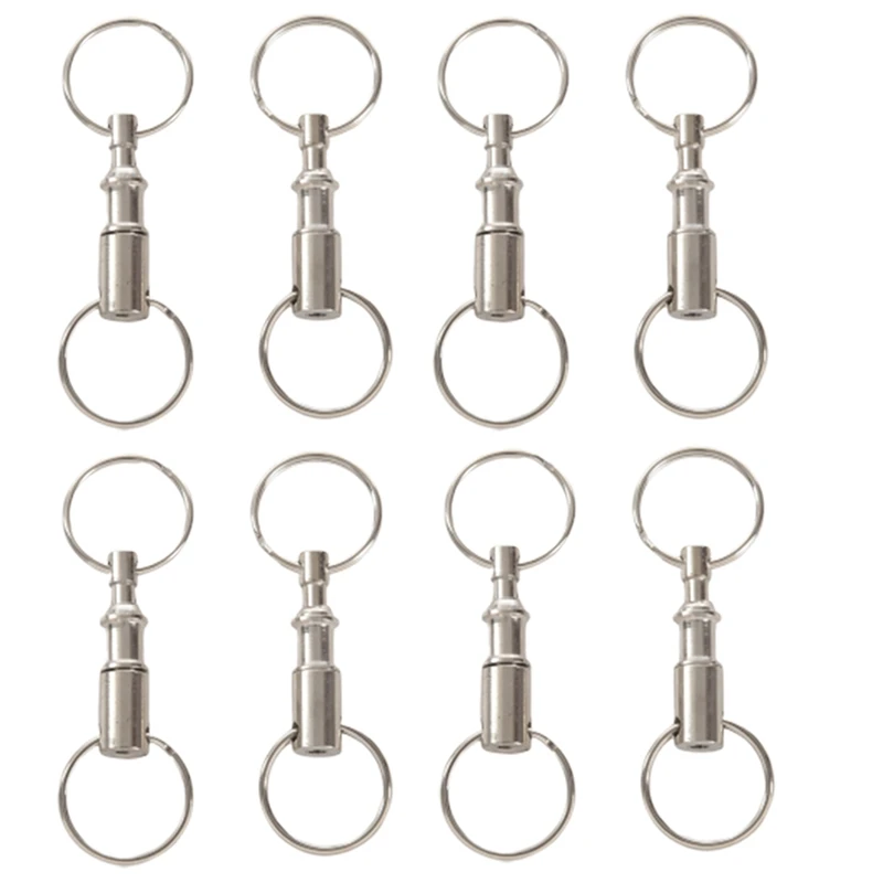

8 Pieces Removable Double Keychains Iron Nickel Double Detachable Keychain Double Keychain Rotating Ring Keychain