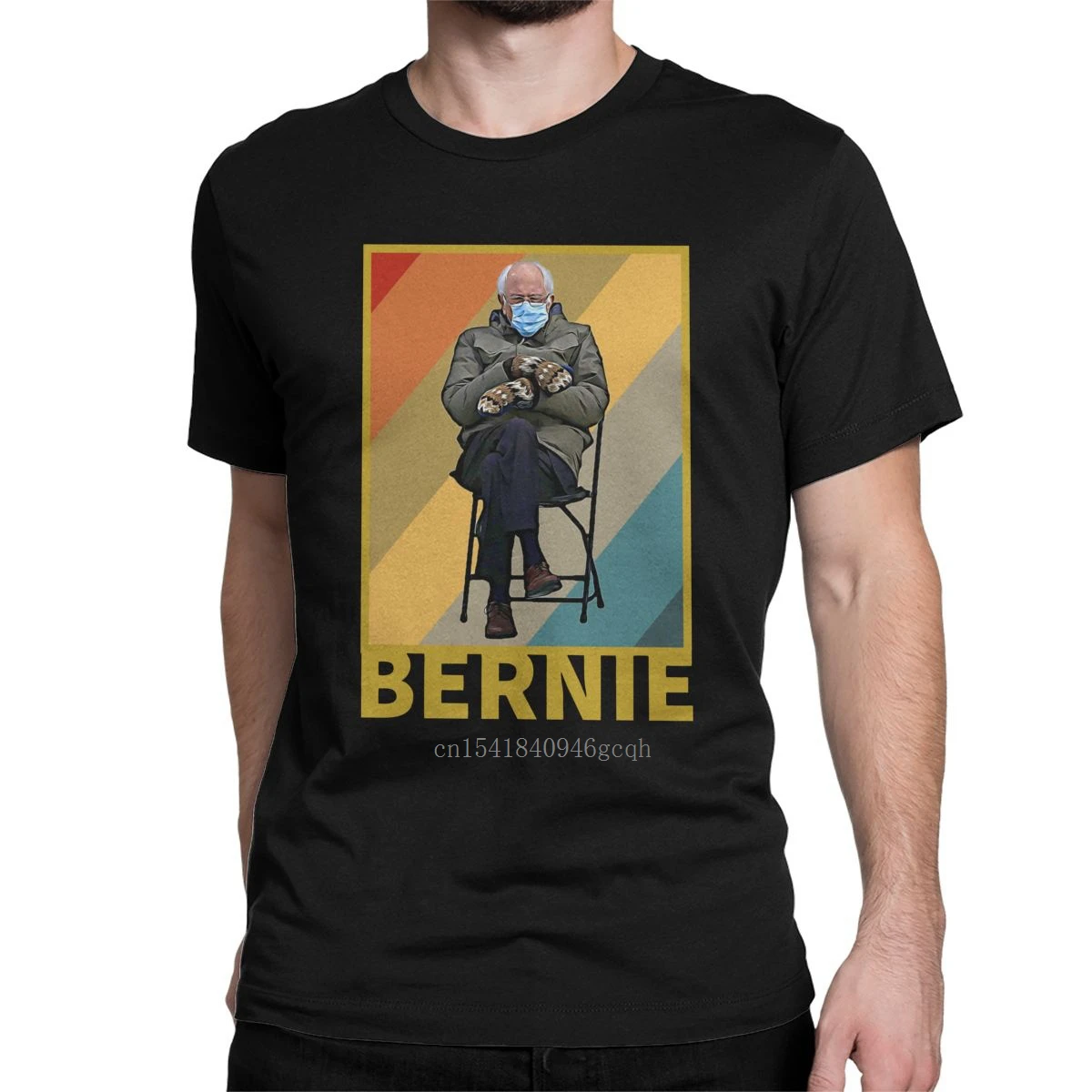 

Bundled Up Bernie Sanders T-Shirts Men Funny Mittens Sitting In Chair Leisure Cotton Tees O Neck Short Sleeve T Shirts Clothes