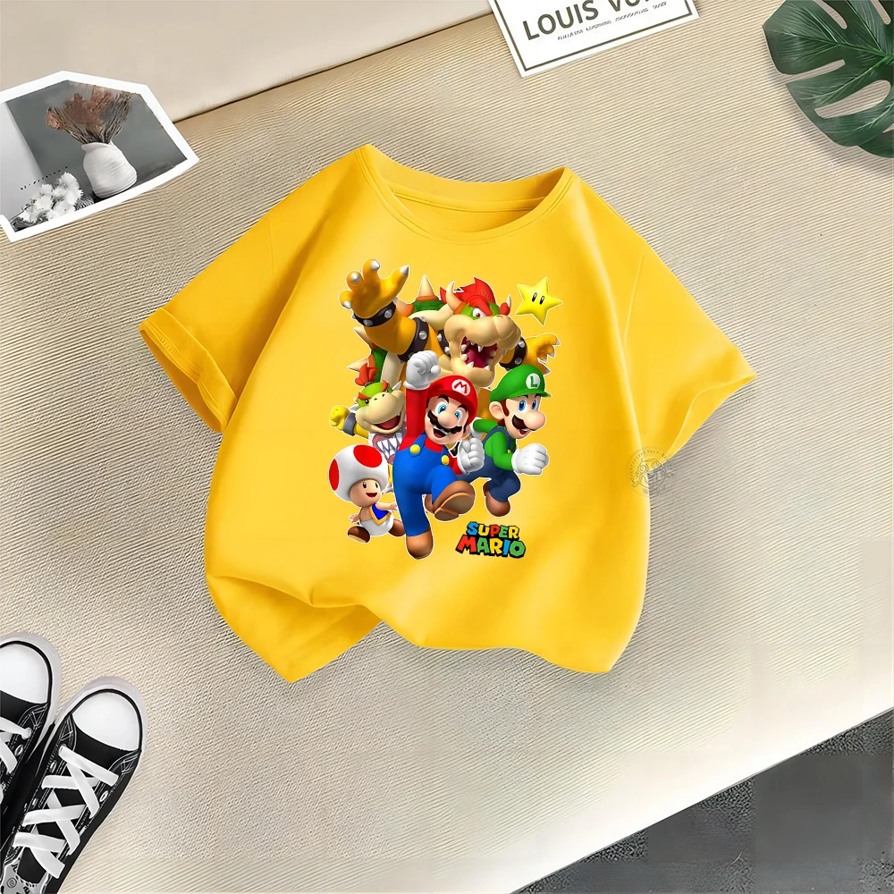Летняя детская одежда в стиле Super Mario: хлопковые топы унисекс с короткими рукавами