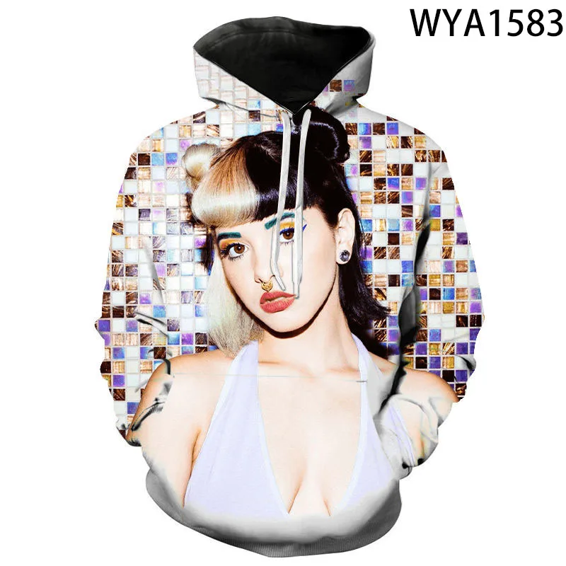 Толстовки с капюшоном для мальчиков и девочек Модные свитшоты 3D принтом мелини