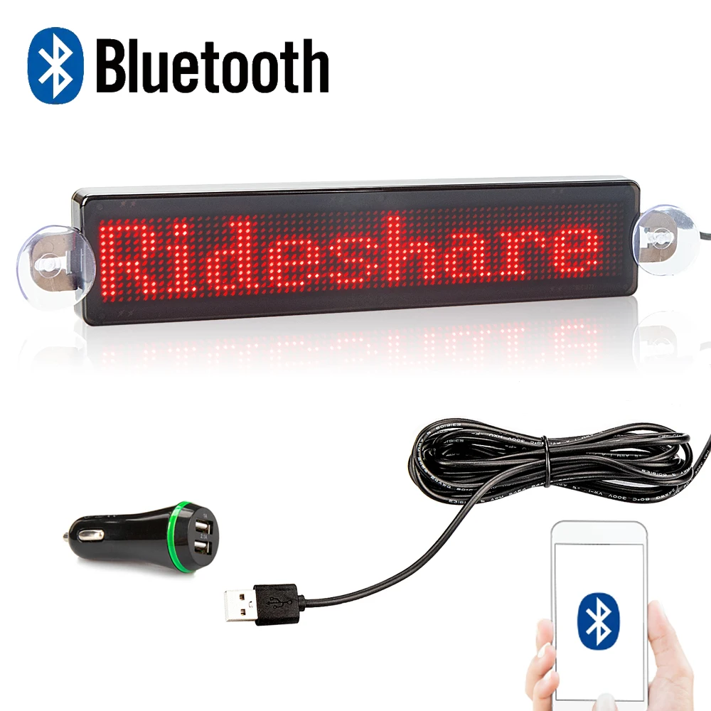 Фото 12 В, Bluetooth-дисплей, красный текст, управление через приложение, программируемая прокручивающаяся доска для сообщений, многоязычная такси, 12*... №2