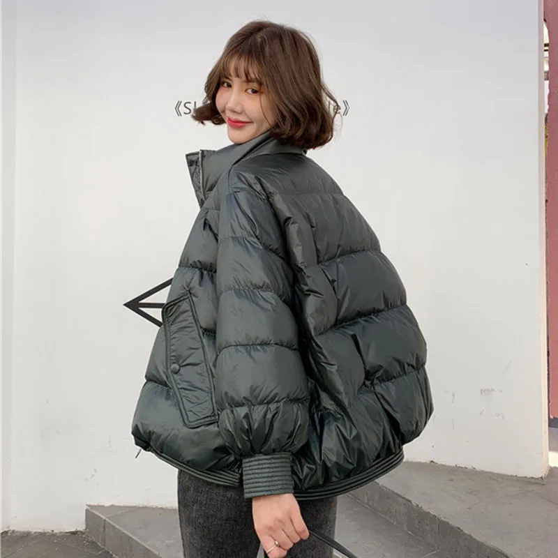 2023 New Solid Color Loose Short White Duck Down Outerwear Winter Women's Casual Stylish Warm Jackets Female Stand Collar Coats