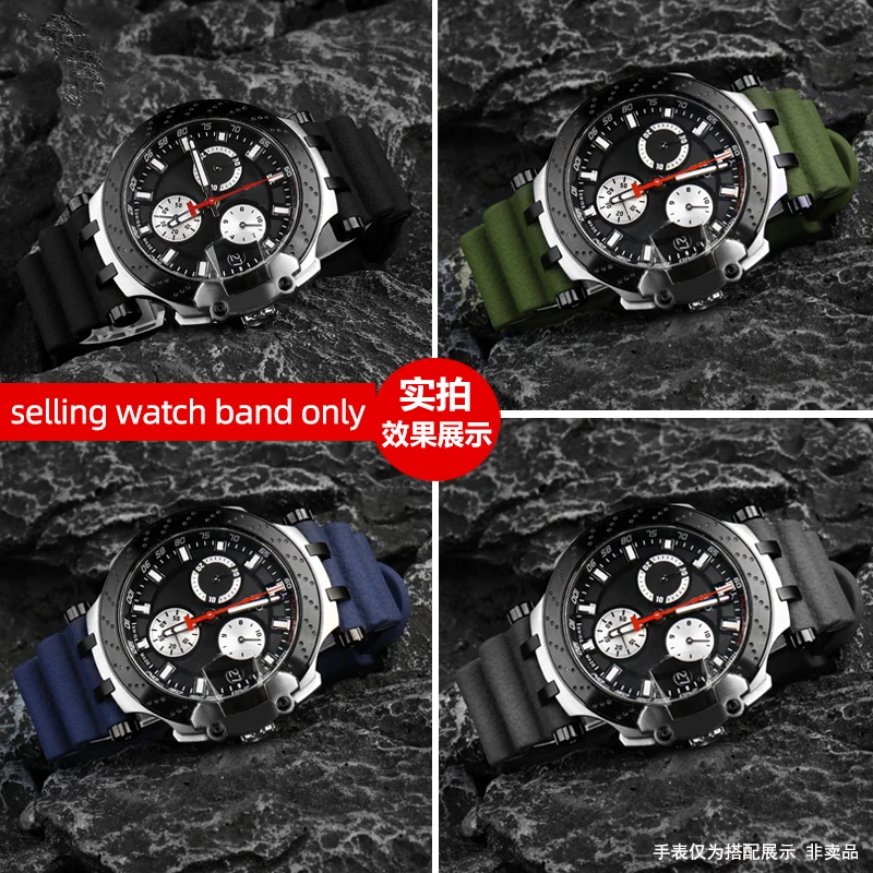 Фото Для Tissot Racing T115417A series MotoGP спортивные силиконовые прочные водонепроницаемые резиновые часы с браслетом аксессуары для мужчин 22 мм №4