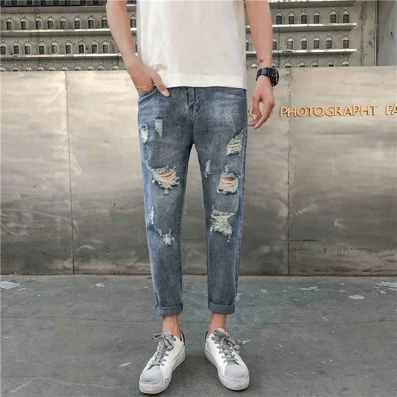 

2022 Autumn New Light Luxury Fashion Jeans Men Casual Trousers Korean Version All-match Boutique Clothing Simple Style