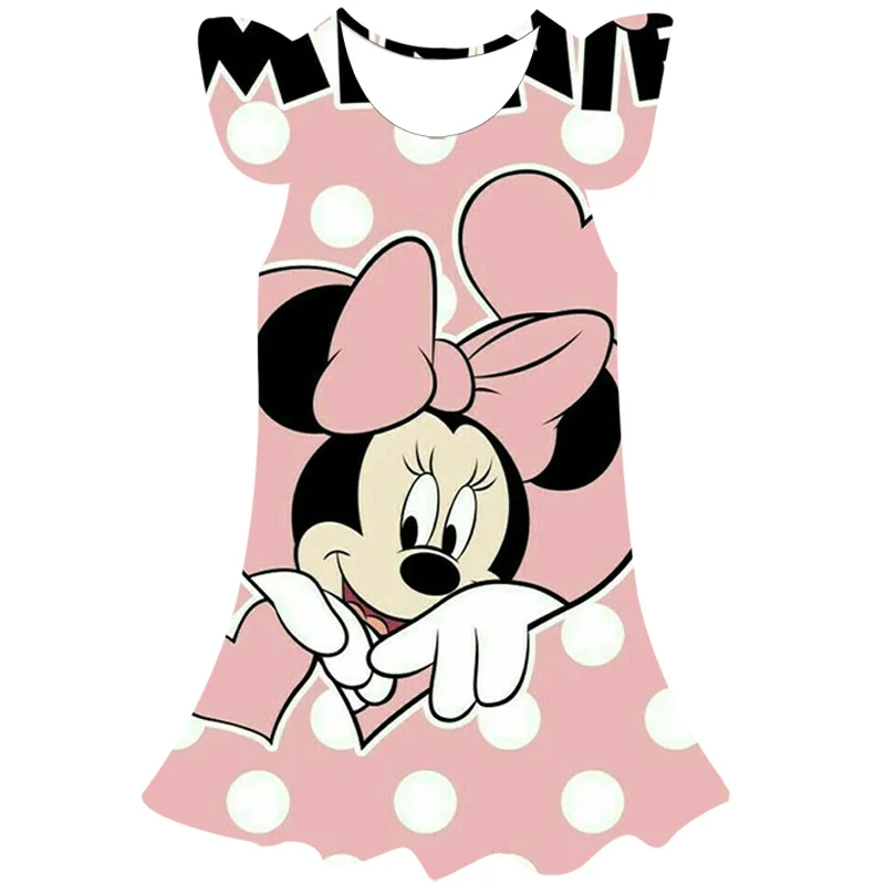 

Baby Girl Dresses for 1-10Y Toddler Kids Birthday Party Princess Dress Summer Disney Classic IP Minnie Mouse Print Princess Dres