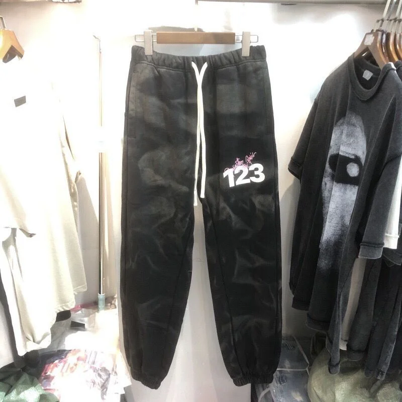 

RRR123 Pants: Autumn And Winter High Street Printed Vintage, Washed, Legged, Drawstring, Men's And Women's Leisure Sports Pants