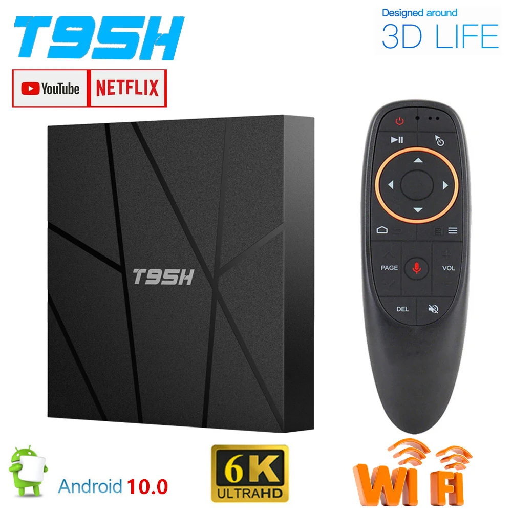 

T95H Android 10 Smart TV Box 4GB 64GB 32GB Allwinnner H616 3D 6k Media Player 2.4G WIFI Google Play Youtube TVBOX Set top Box