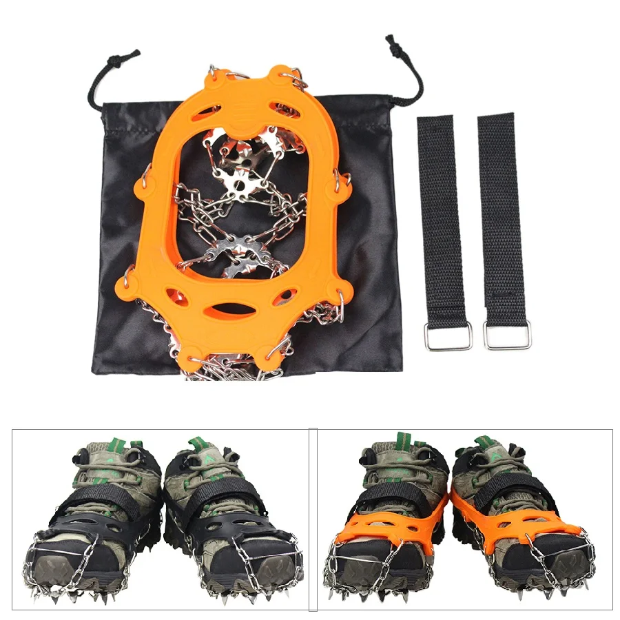 

2Pcs Traction Cleats 19 Spikes Stainless Steel Anti-Skid Gripper Ice Claws Snow Crampons Chain Climbing Outdoor Hiking Shoe Boot