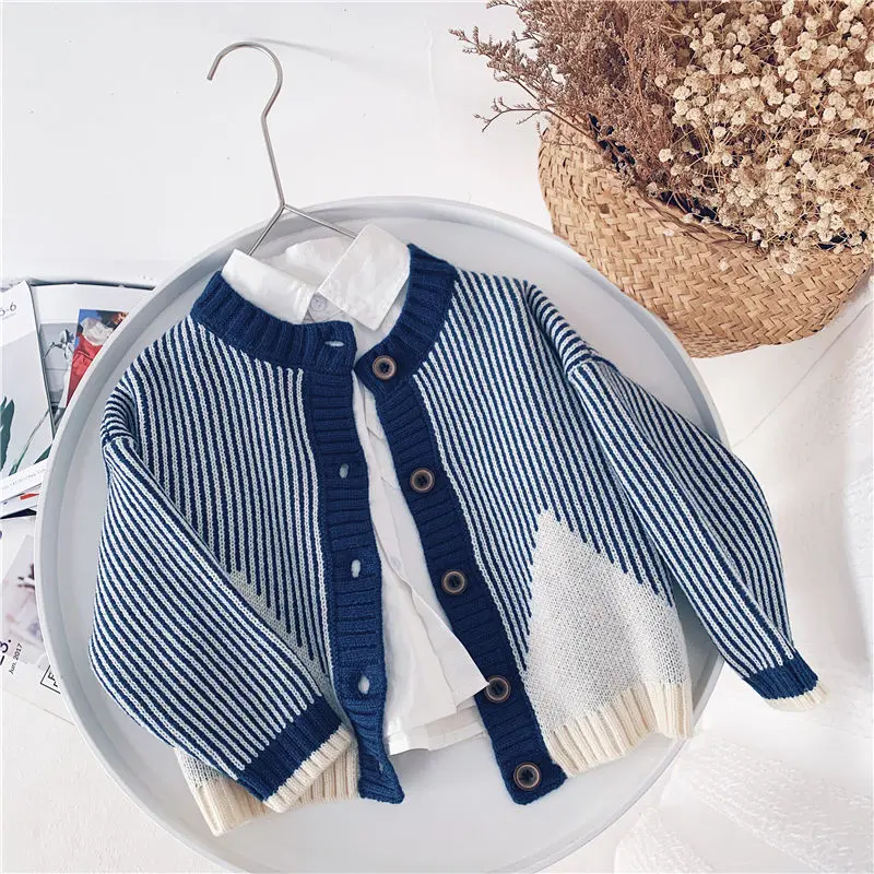 

Autumn Spring Children Kids Girl Boy Knitted Sweater Cardigan Tops Outfit Colorful Tees & Fashion 2023 Cotton