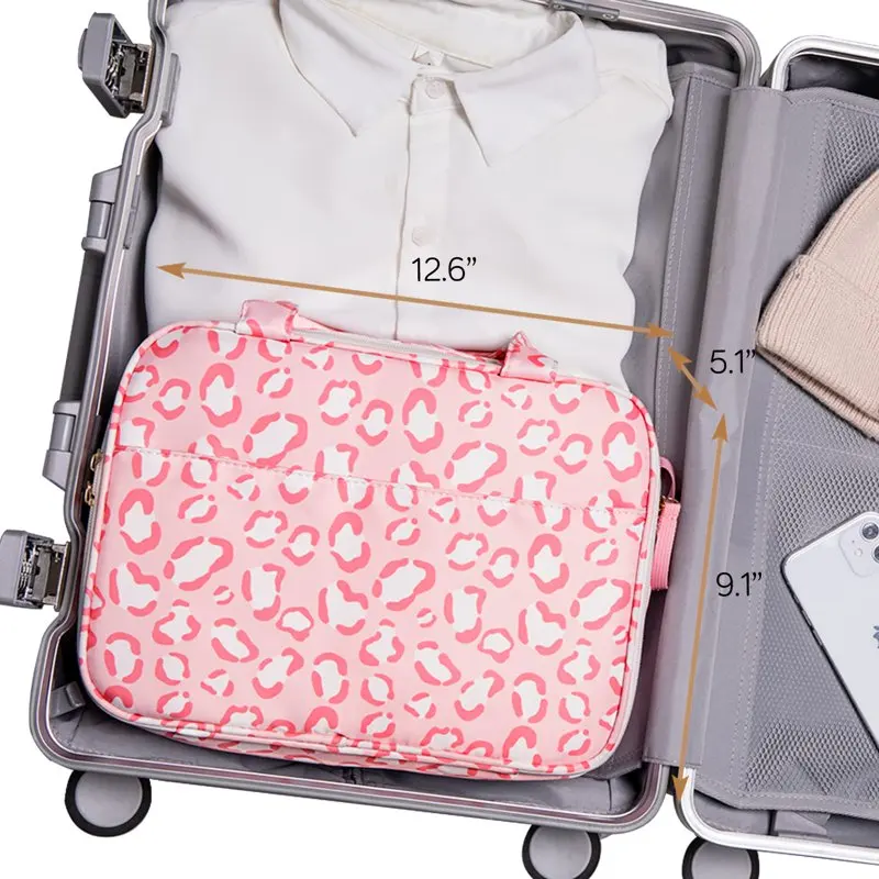 Fashionable Travel Toiletry Bag, Portable Pink Makeup Organizer Stand Up Cosmetic Bag, Perfect for Everyjourney.