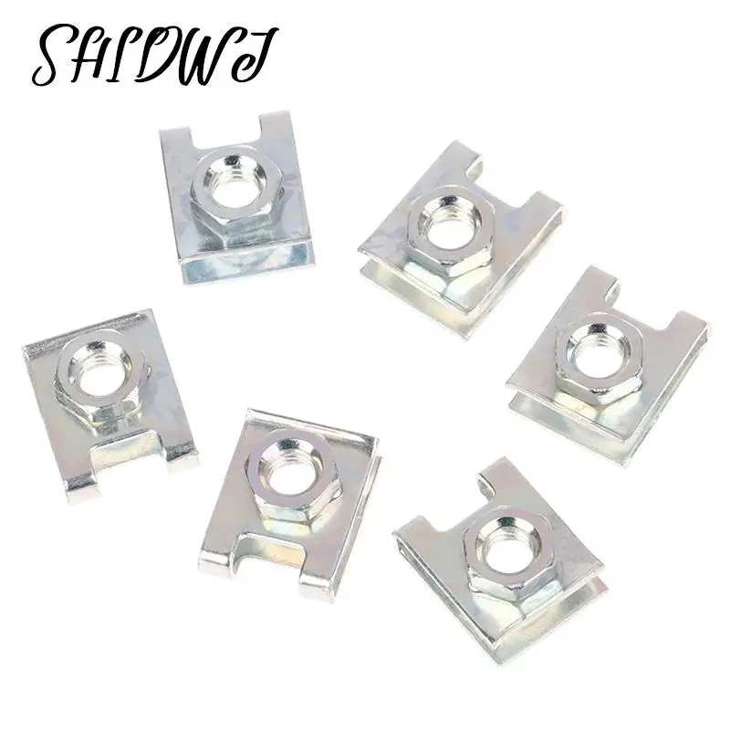 

10Pcs Automotive Car License Plate Fasteners 6mm Screw Rivet Fixed Retaining Clips Metal M6 Nut U-Type Gasket Auto Accessories